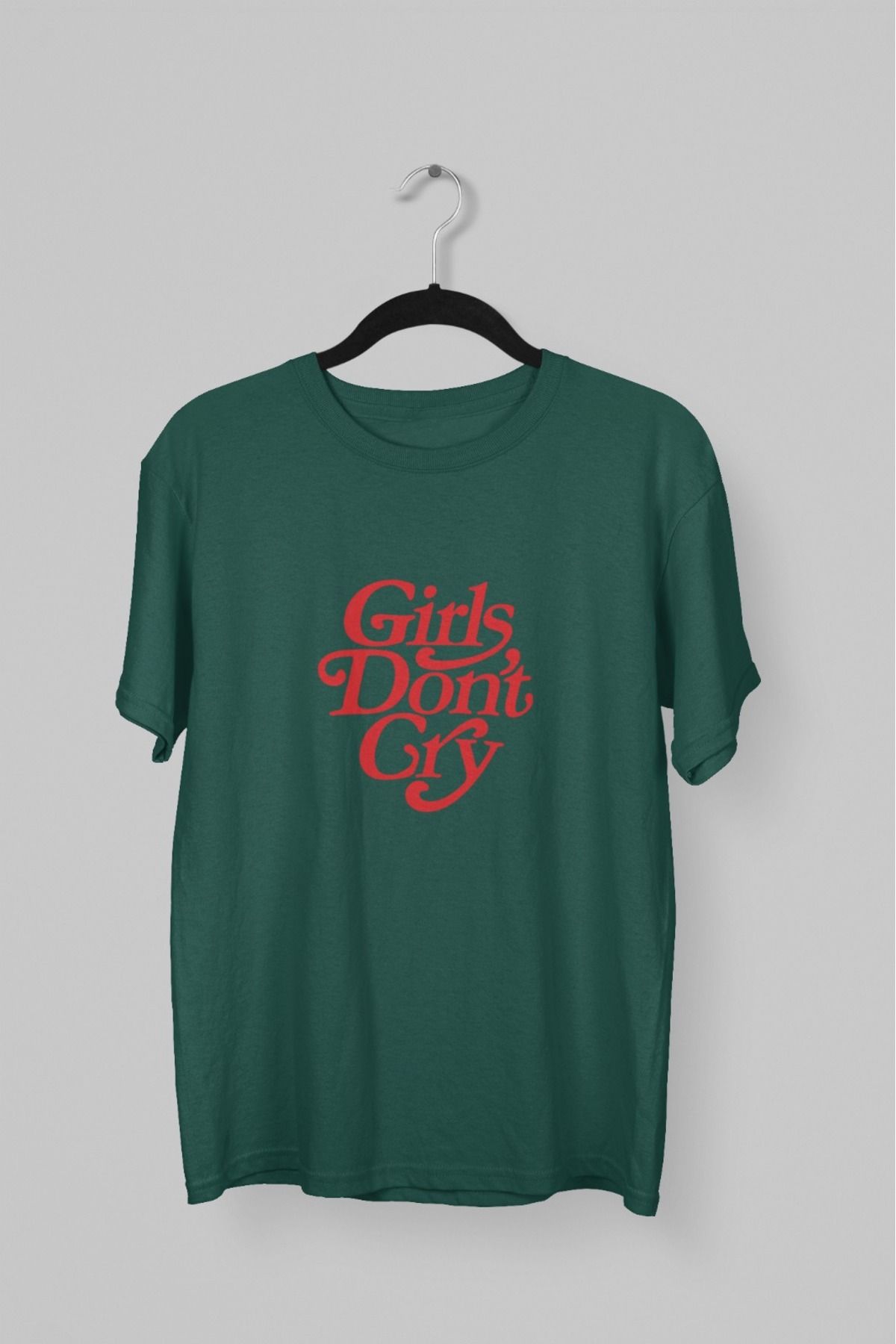 Butik KIZ/KADIN -GIRL DON'T GRY- TRANSFER BASKILI YUVARLAK YAKA KISA KOL TİŞÖRT