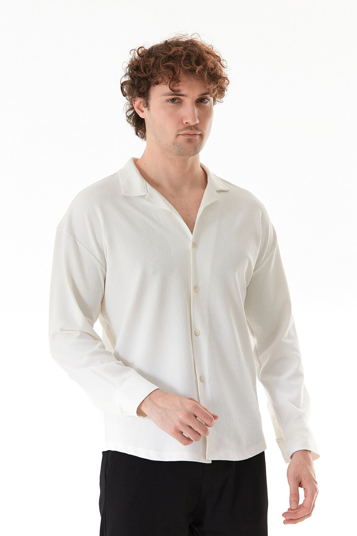 Fulla Moda Basic Düğmeli Likralı Gömlek