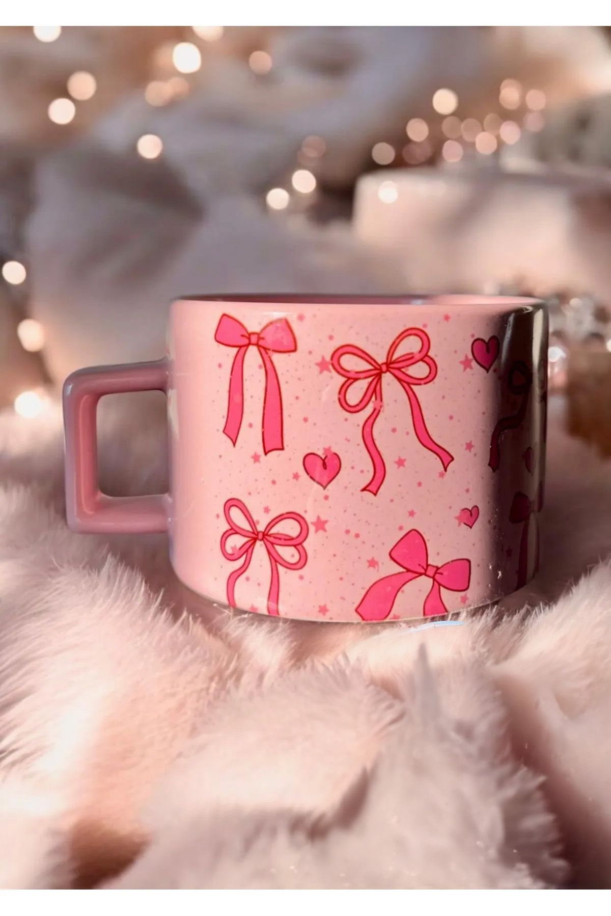 totik Pembe Fiyonk Tasarımlı Çay & Kahve Fincanı (200 ML)
