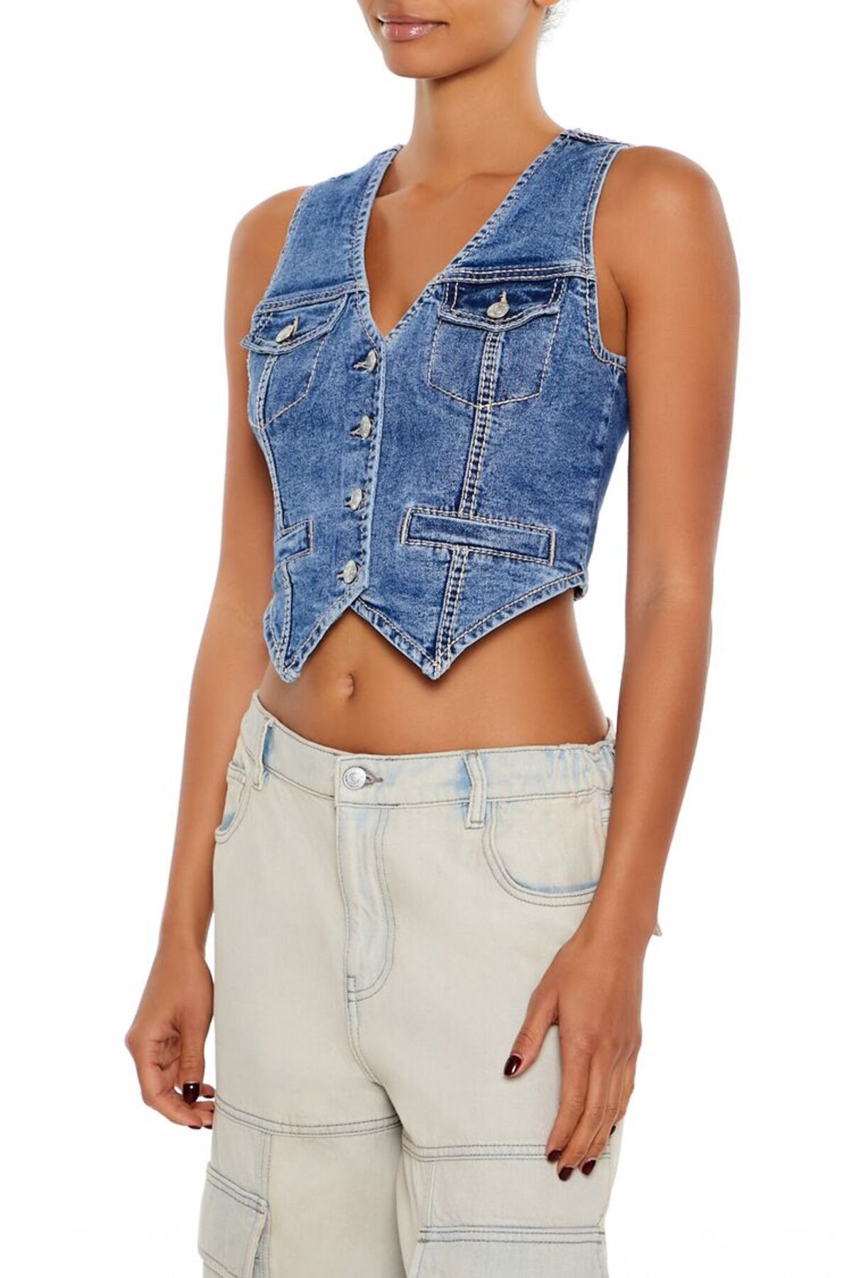 Forever 21 Denim Crop Yelek