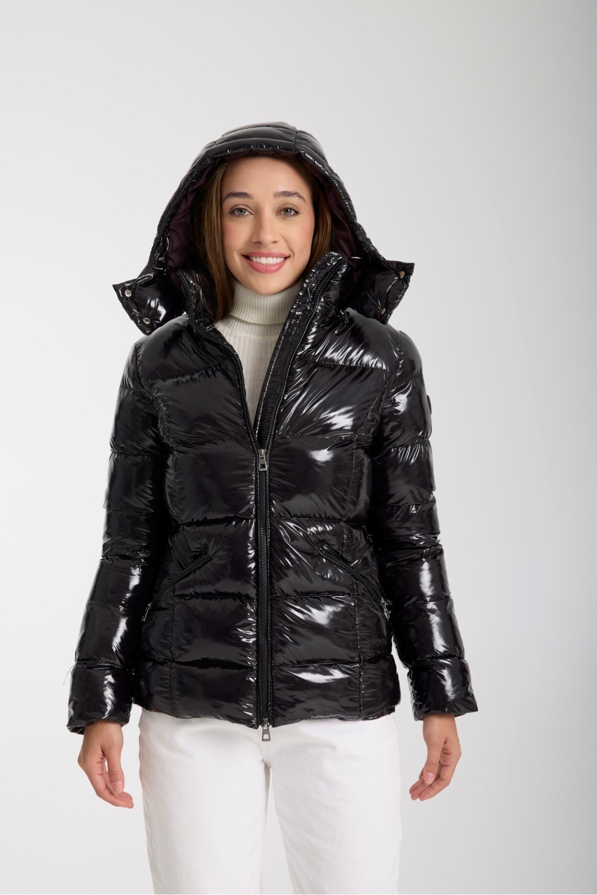 G-FOX  Kadın Kısa Dik Yaka Su İtici Şişme Mont – Dolgulu, Çıkarılabilir Kapüşonlu, Hafif ve Şık 8531 - Görsel 5