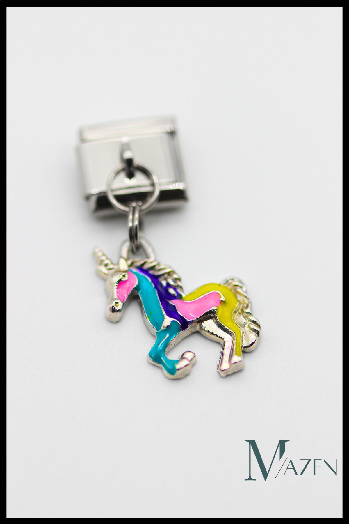 MAZEN Sallantılı Çelik Unicorn Charm - Italyan Bileklik Uyumlu