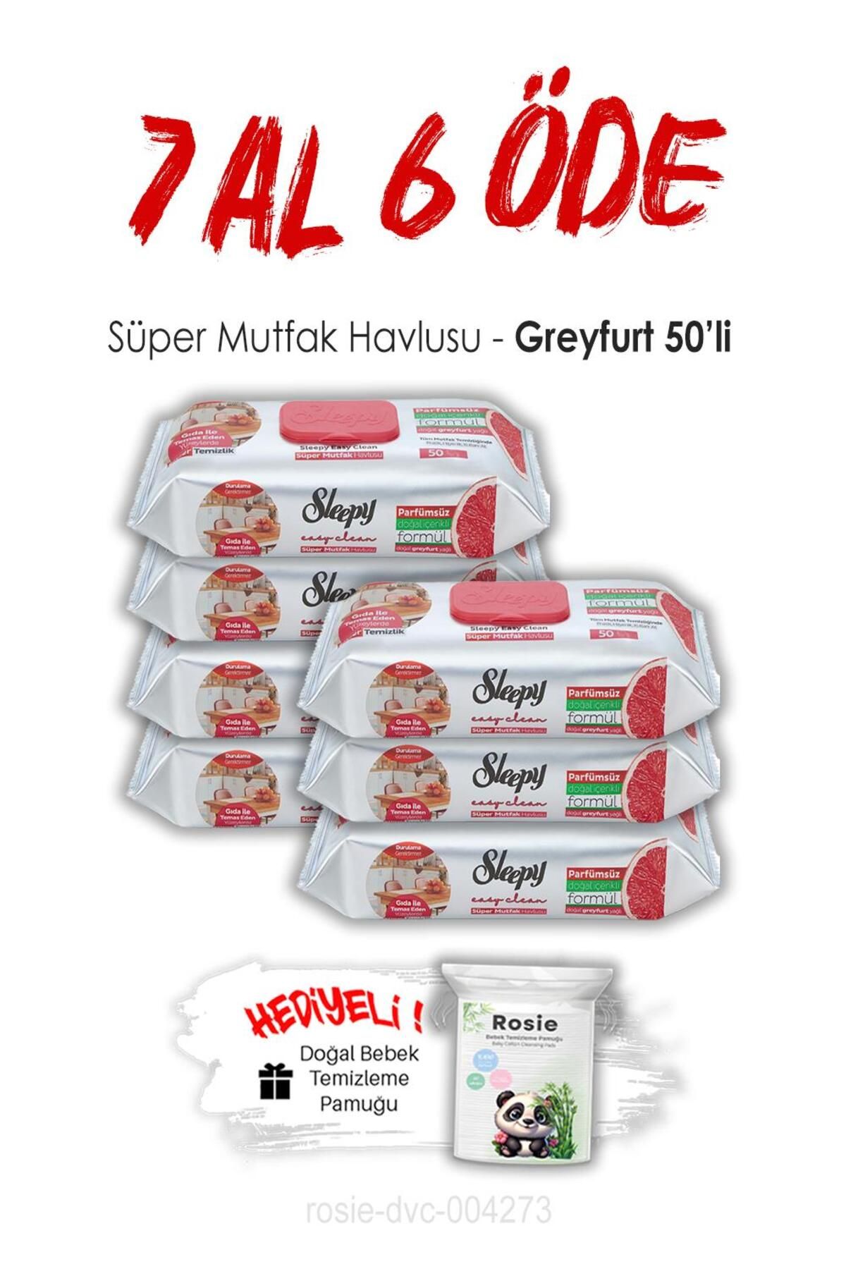 Sleepy 7 AL 6 ÖDE Greyfurtlu Süper Mutfak Havlusu 50'li ve ROSIE