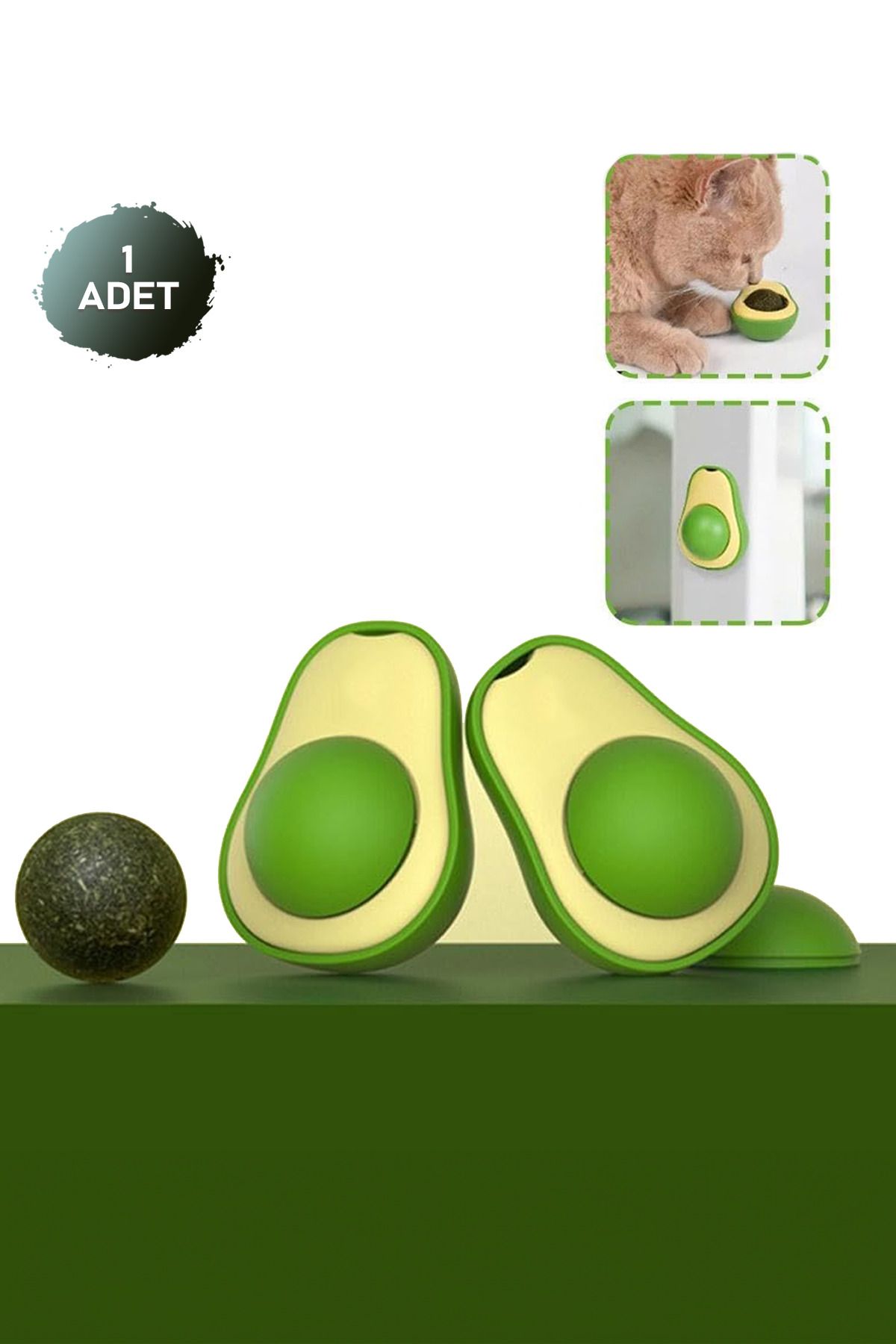 Soillium Catnip Avokado Kedi Çimi Kedi Oyuncağı Yalama Topu Doğal Kedi Nanesi 360 Derece Dönen Sağlıklı Top