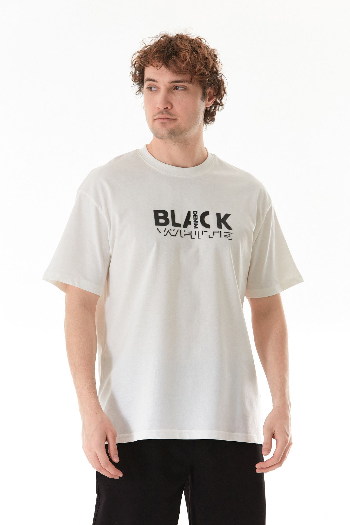 Fulla Moda Black Kabartma Baskılı Tişört