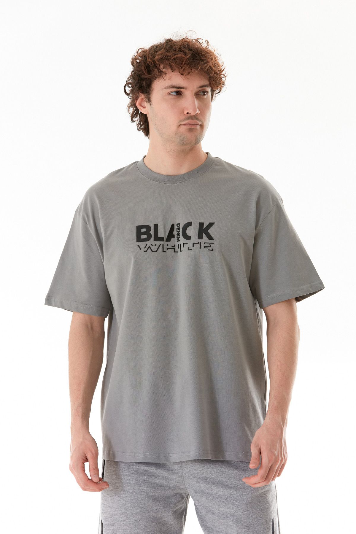 Fulla Moda Black Kabartma Baskılı Tişört