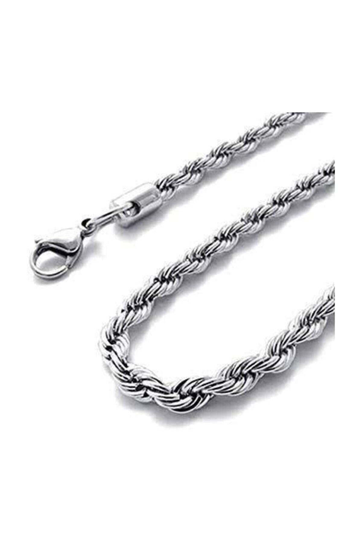 Rose Jewellery Official Unisex Gümüş Renk Burgu Sarmal Kolye 2mm / 60cm