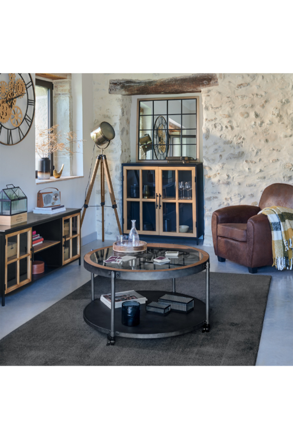 Atmosphera-Chrono Clock Design Round Coffee Table 47 x 90 x 90 cm 4