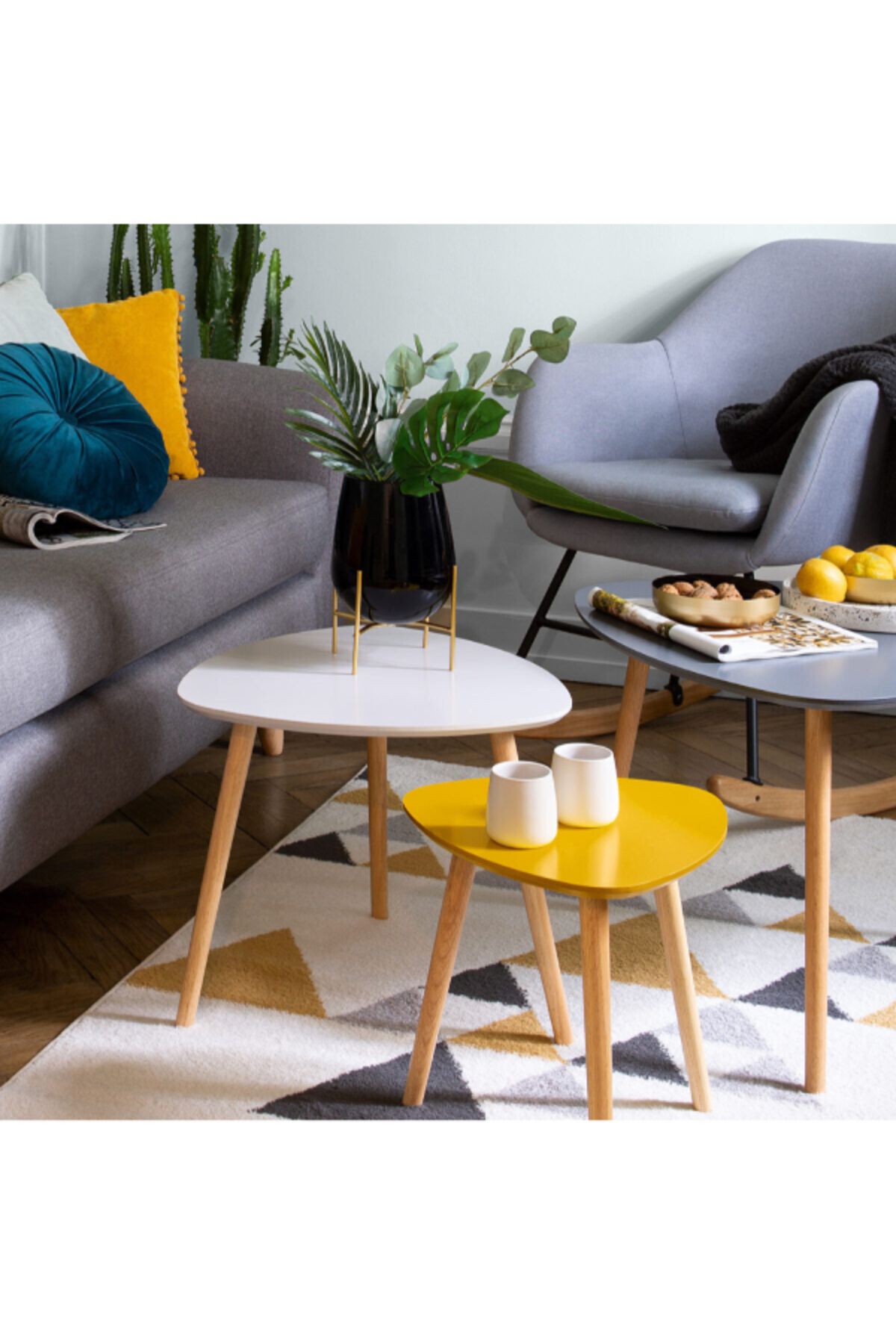 Atmosphera-3-Piece Mileo Elegant Design Triangular Nesting Table 65.5 x 9.5 x 68.2 cm 5