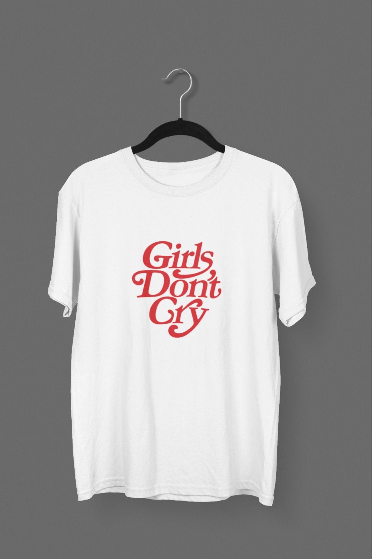 Butik KIZ/KADIN -GIRL DON'T GRY- TRANSFER BASKILI YUVARLAK YAKA KISA KOL TİŞÖRT