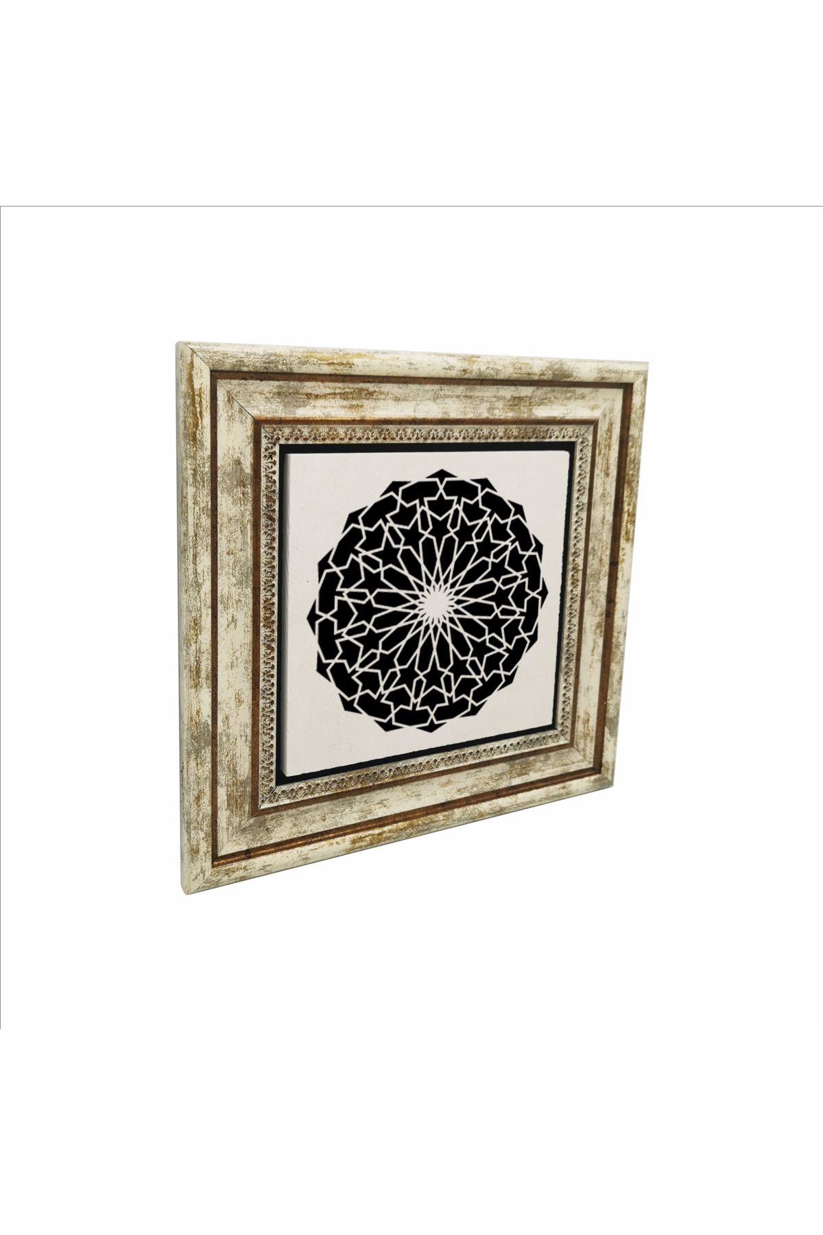 Sadrazam Yuvarlak Rumi Desen Baskılı Doğaltaş Tablo (25 X 25 KD-90)