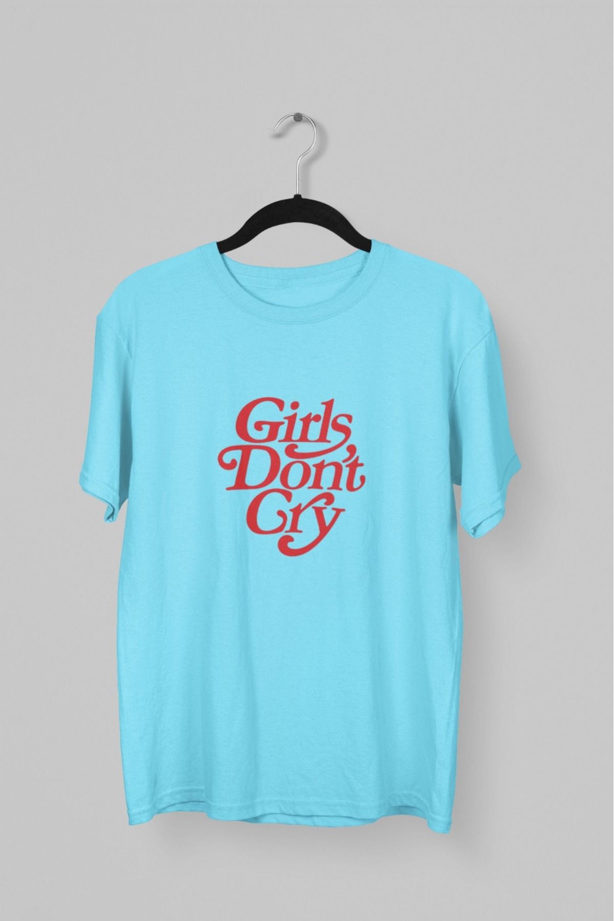 Butik KIZ/KADIN -GIRL DON'T GRY- TRANSFER BASKILI YUVARLAK YAKA KISA KOL TİŞÖRT