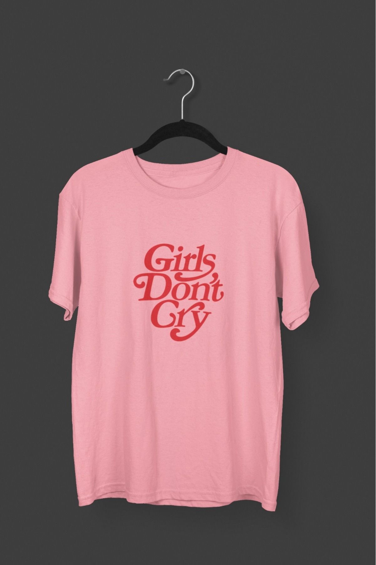 Butik KIZ/KADIN -GIRL DON'T GRY- TRANSFER BASKILI YUVARLAK YAKA KISA KOL TİŞÖRT