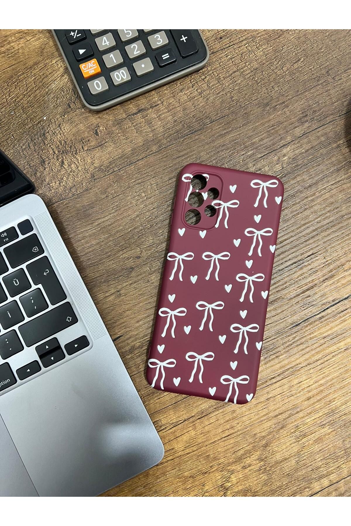 HZR Samsung A13 Kurdele Desenli Bordo Silikon Kılıf