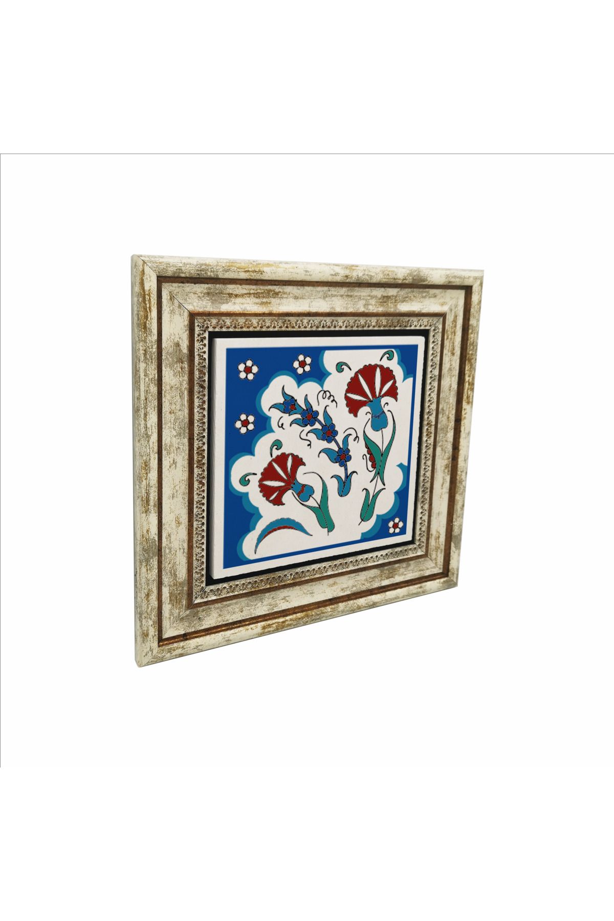 Sadrazam Osmanlı İznik Çini Deseni Baskılı Doğaltaş Tablo (25 X 25 KD-37)
