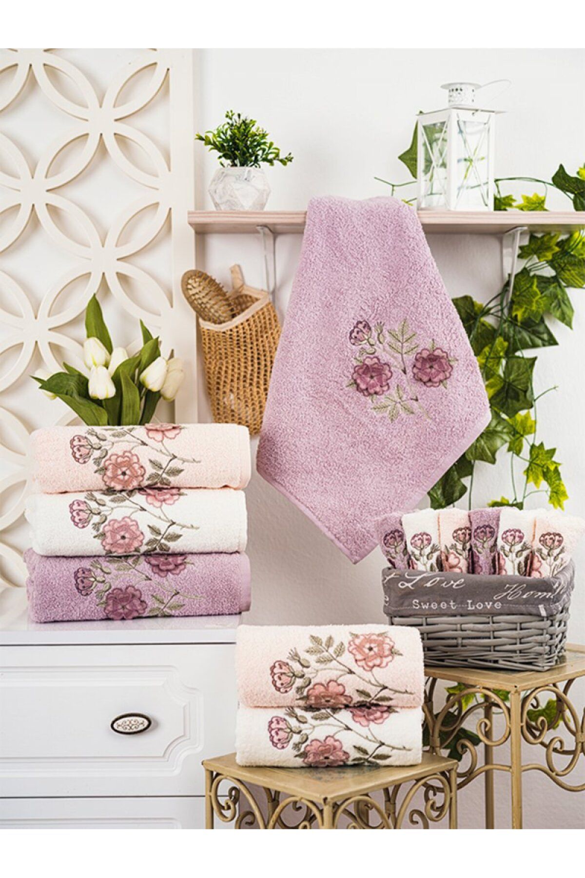 Çeyiz Merkezi Hazangülü Serra Cotton 6lı kutulu Havlu (50x90)