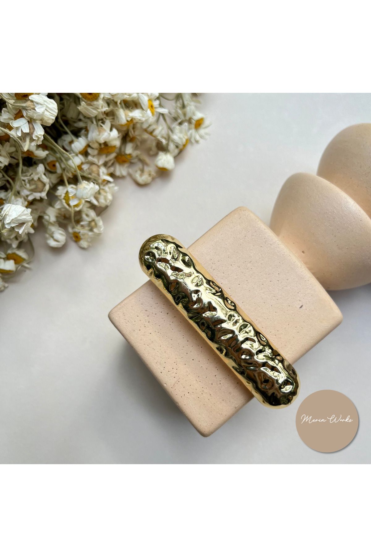 Butik Gold Metal Dokulu Otomatik Toka Saç Aksesuarı