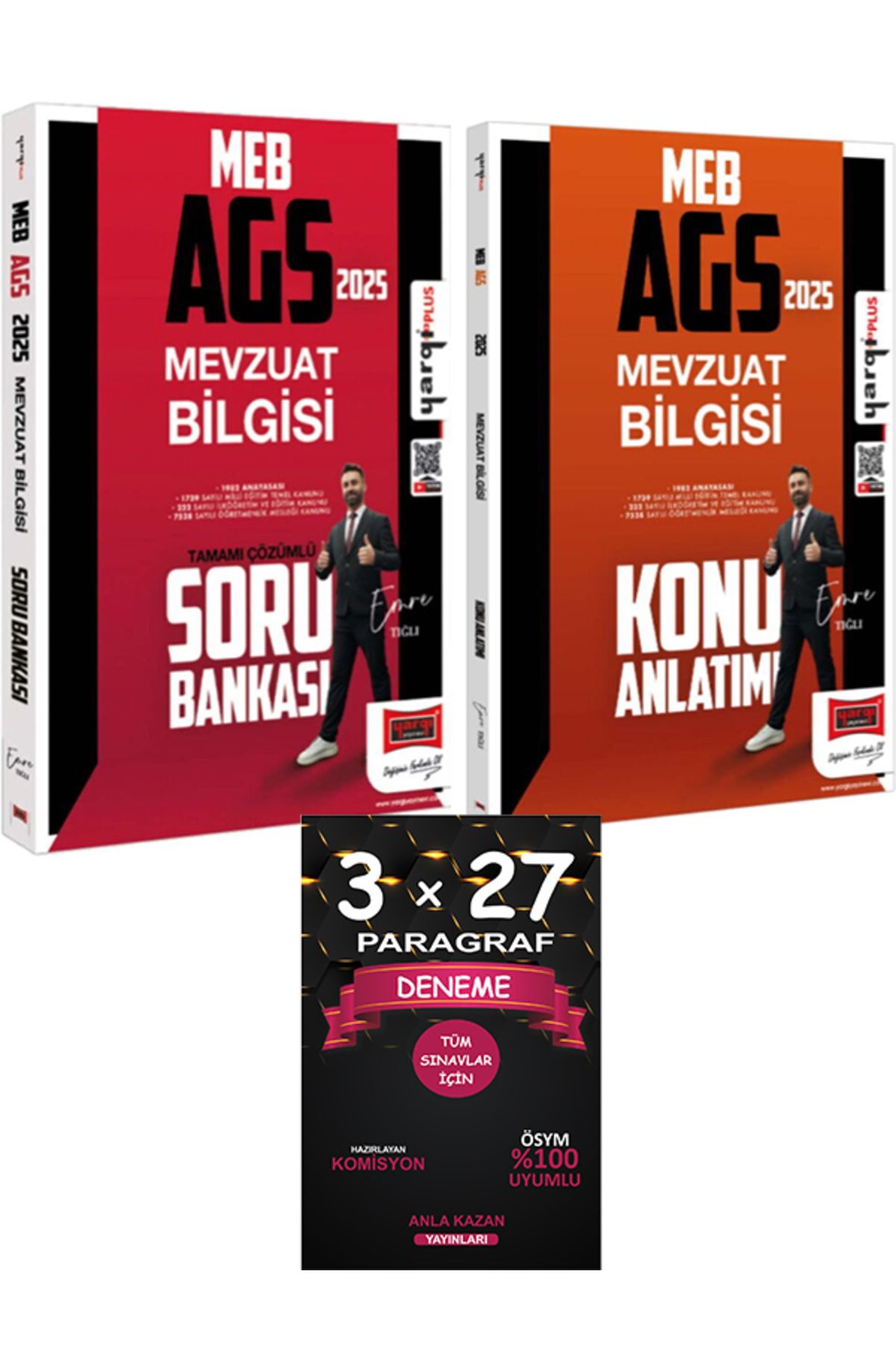 Yargı Yayınları Yargı + Anla Kazan 2025 MEB AGS Mevzuat Bilgisi Çözümlü Soru + Konu + Paragraf Deneme 3 lü Set