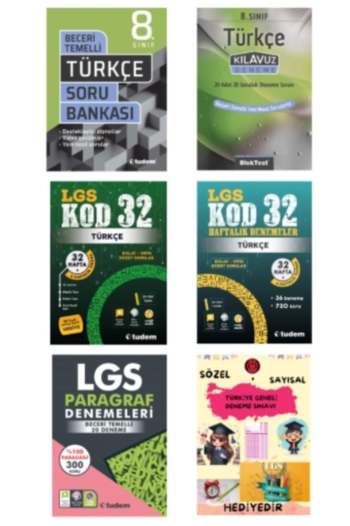 Tudem Yayınları TUDEM YAYINLARI LGS TÜRKÇE BECERİ TEMELLİ SORU BANKASI - TÜRKÇE KLAVUZ DENEME - TÜRKÇE KOD 32 - TÜRK