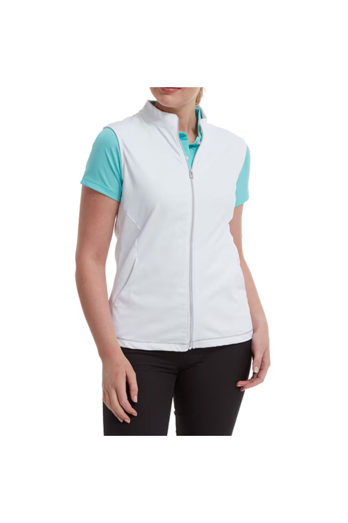 FootJoy Kadın Tam Fermuarlı Golf Yeleği Beyaz 88510