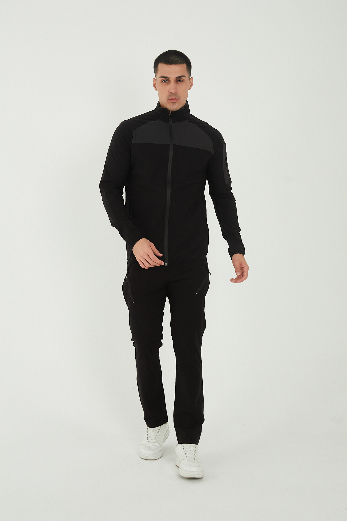 campscoutland Camp260 Outdoor Tactical Su Iticili Erkek Siyah-antrasit Fermuarlı Taktik Sweatshirt görsel 2