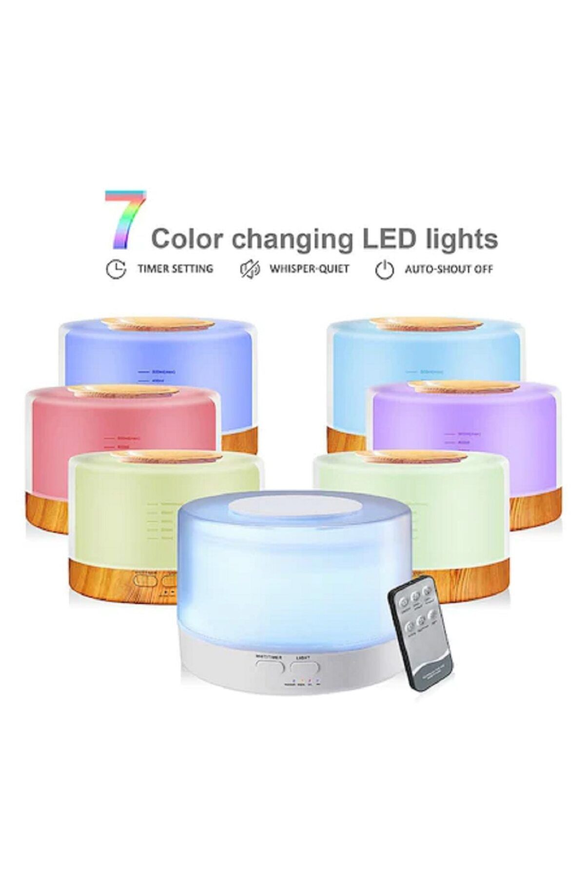 MACVI-Macvi® Aromatherapy Diffuser with Remote Control, 7 Color LED and Humidifier Function, 500 ml 4