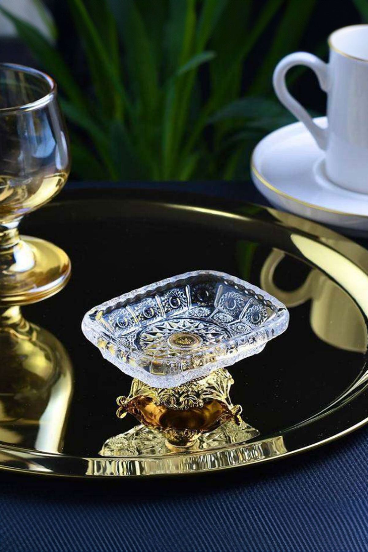 Wow Home 6'lı MİNİ BOY Gold Metal Ayaklı Dikdörtgen Lokumluk Sosluk Seti