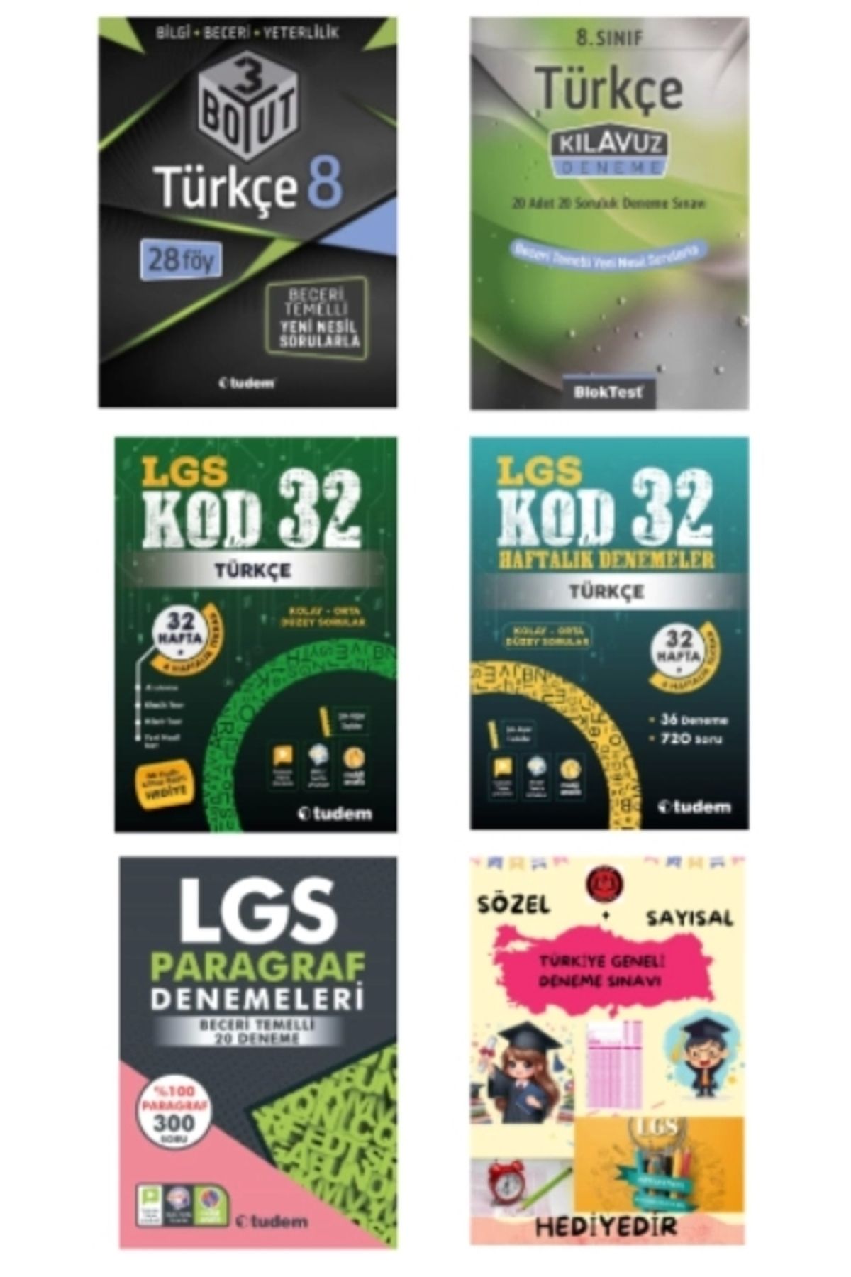 Tudem Yayınları TUDEM YAYINLARI LGS TÜRKÇE 3 BOYUT - TÜRKÇE KLAVUZ DENEME - TÜRKÇE KOD 32 - TÜRKÇE 32 HAFTALIK DENEM