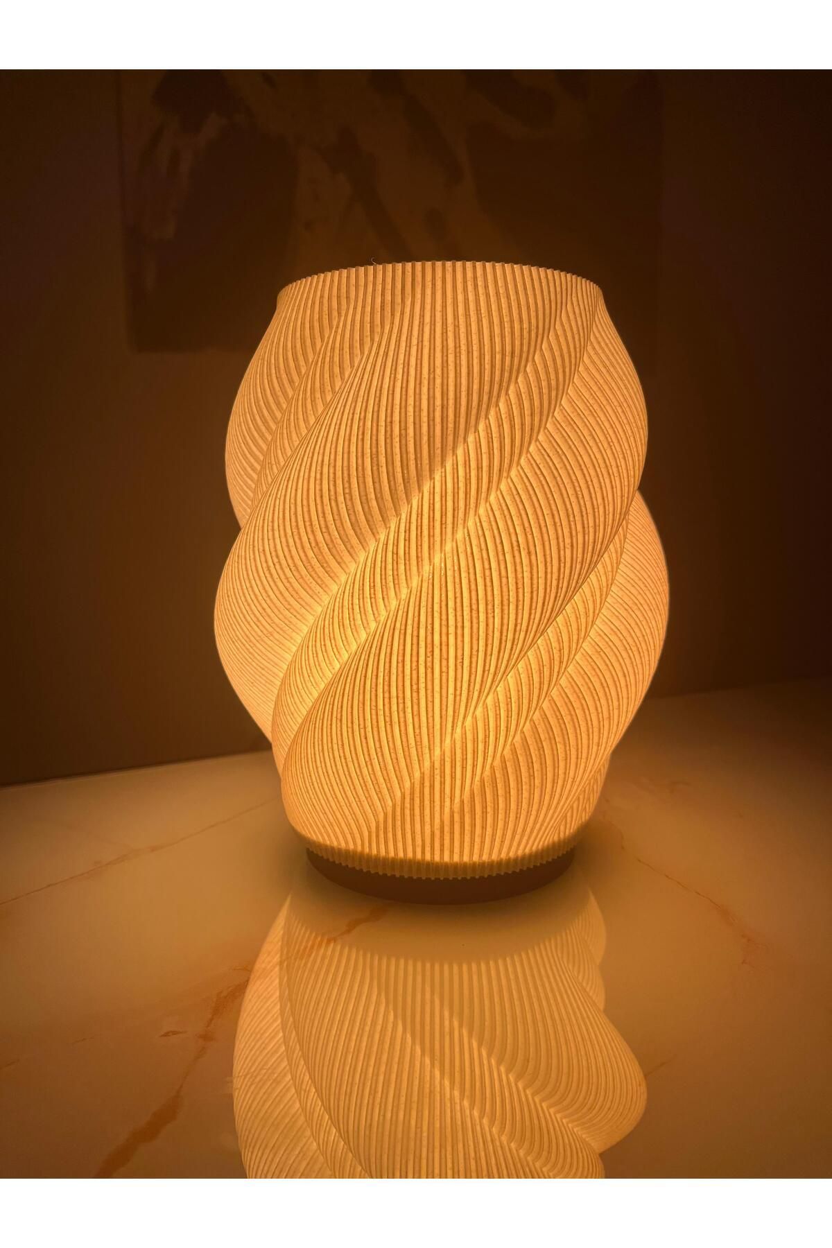 solary sistem Modern Spiral Tasarımlı 3D Baskı Masa Lambası - Sıcak Işık, Şık Dekor