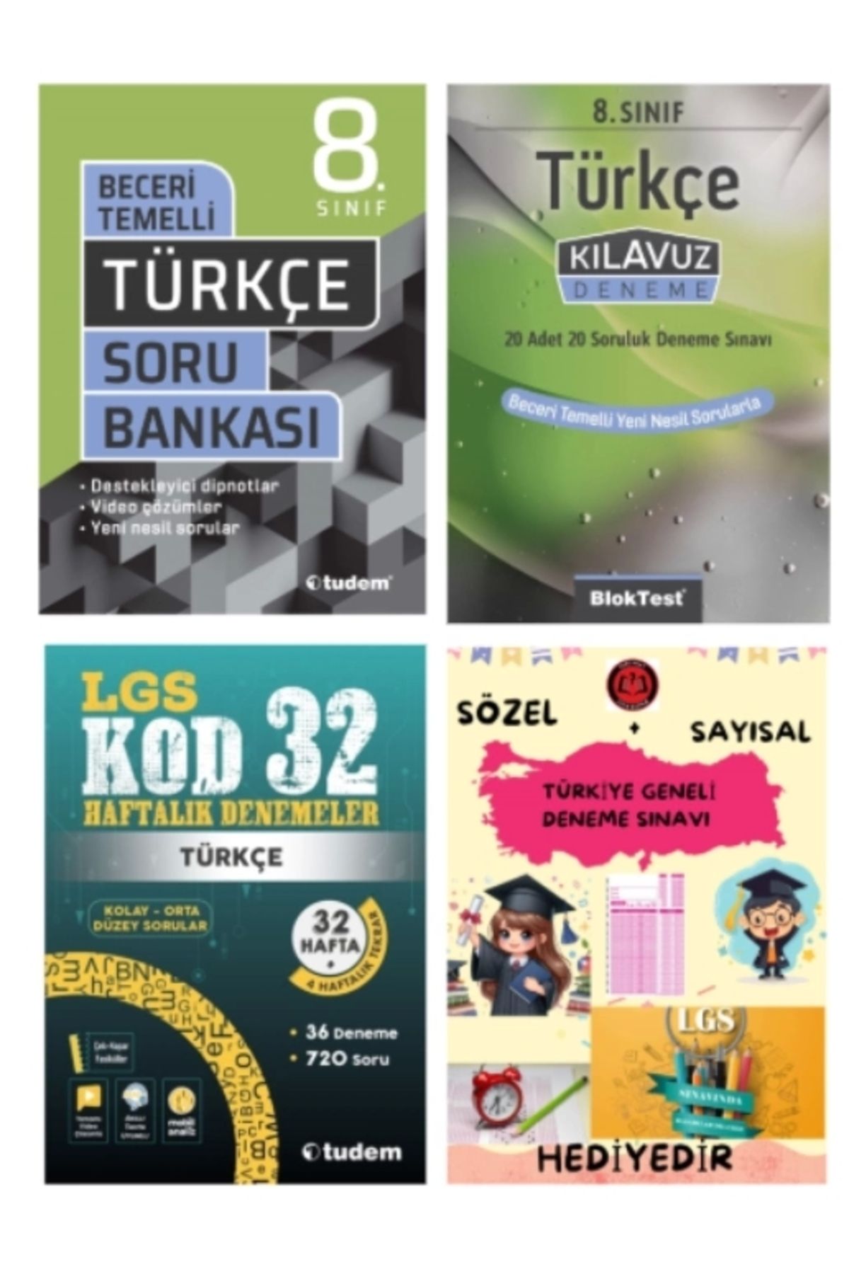 Tudem Yayınları TUDEM YAYINLARI LGS TÜRKÇE BECERİ TEMELLİ SORU BANKASI - TÜRKÇE KLAVUZ DENEME - TÜRKÇE 32 HAFTALIK D