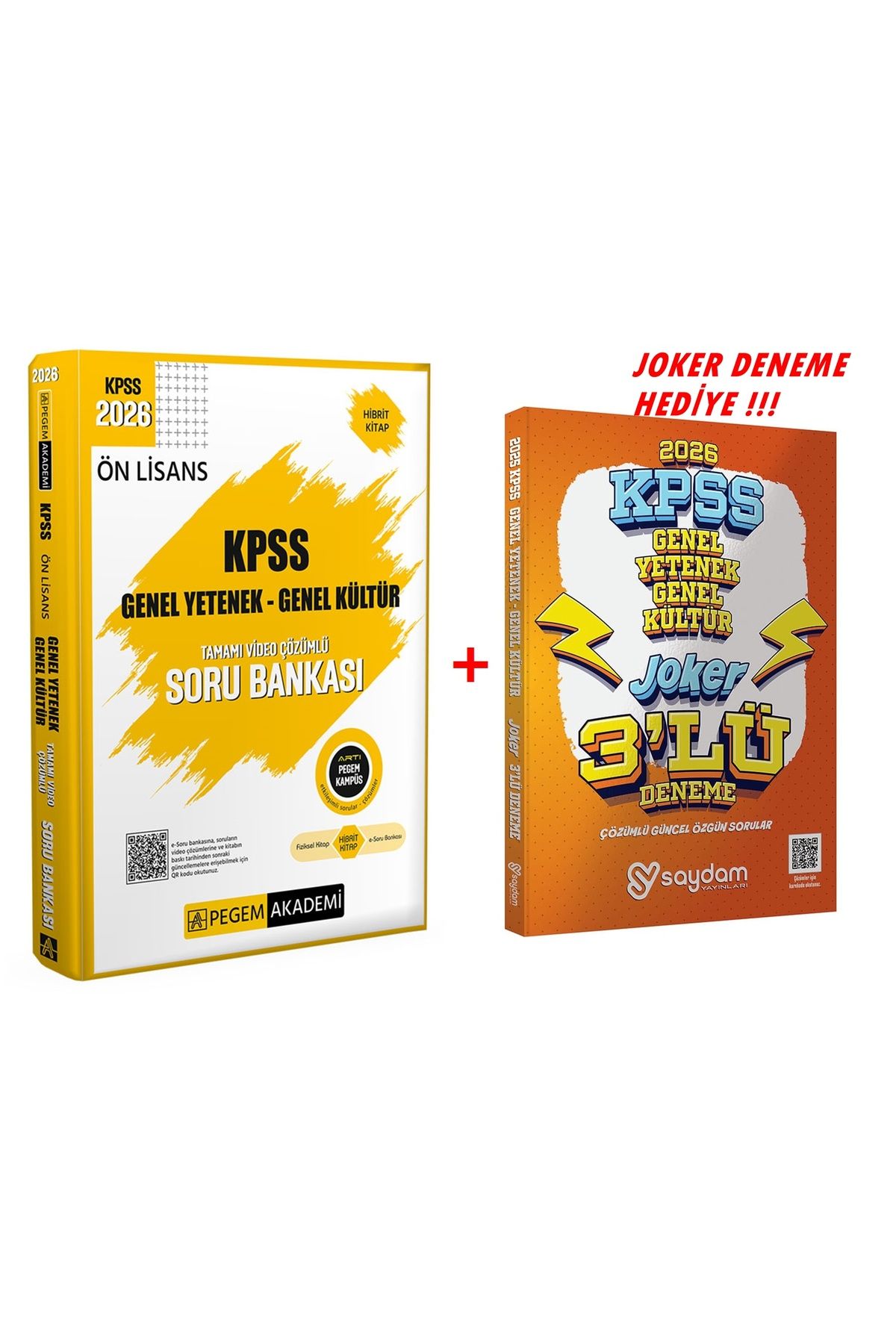 Pegem Akademi Yayıncılık KPSS 2026 ÖN LİSANS PEGEM TEK KİTAP ÇÖZÜMLÜ SORU BANKASI+JOKER DENEME HEDİYE (GNY-GNK)1