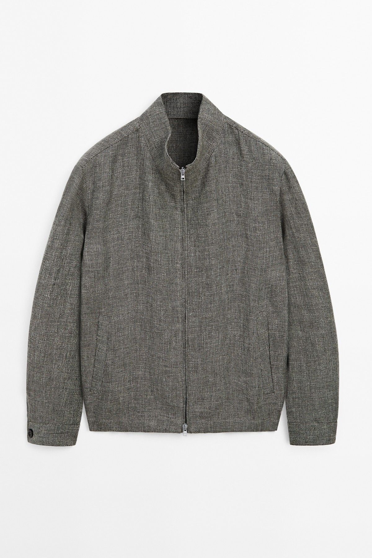 ژاکت ترکیبی کتانی بافت افکت محو شده Massimo Dutti