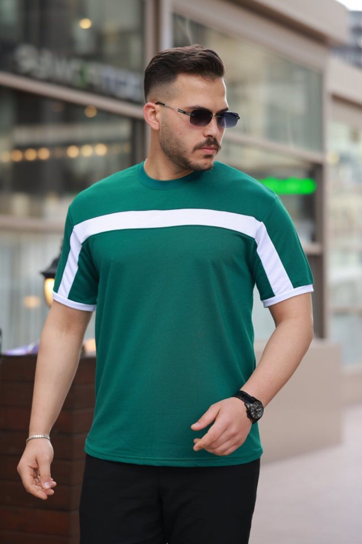 Eserden Erkek şerit Detaylı Kısa Kollu T-shirt