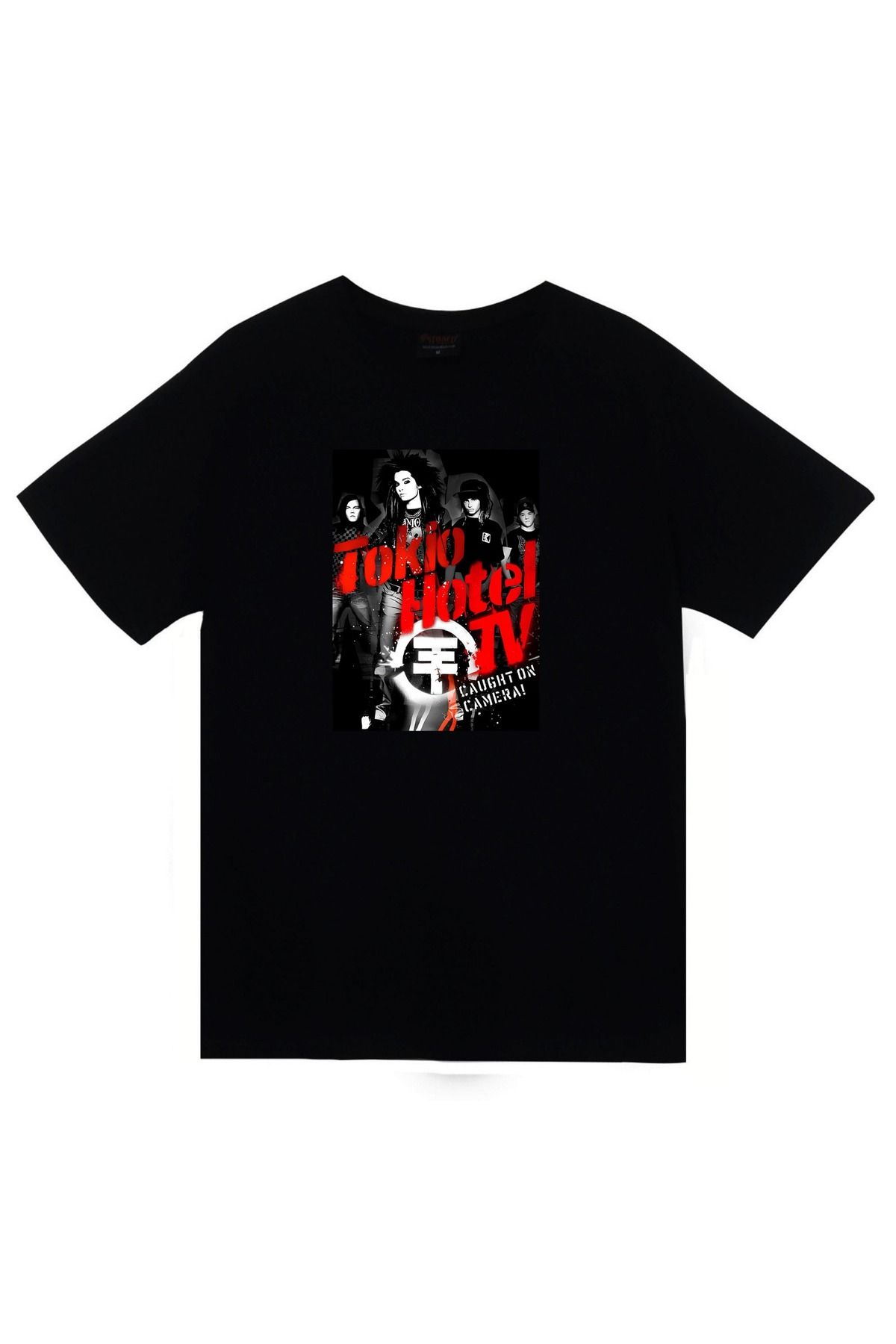 fame-stoned Tokio Hotel Baskılı Unisex Siyah %100 Pamuk T-shirt