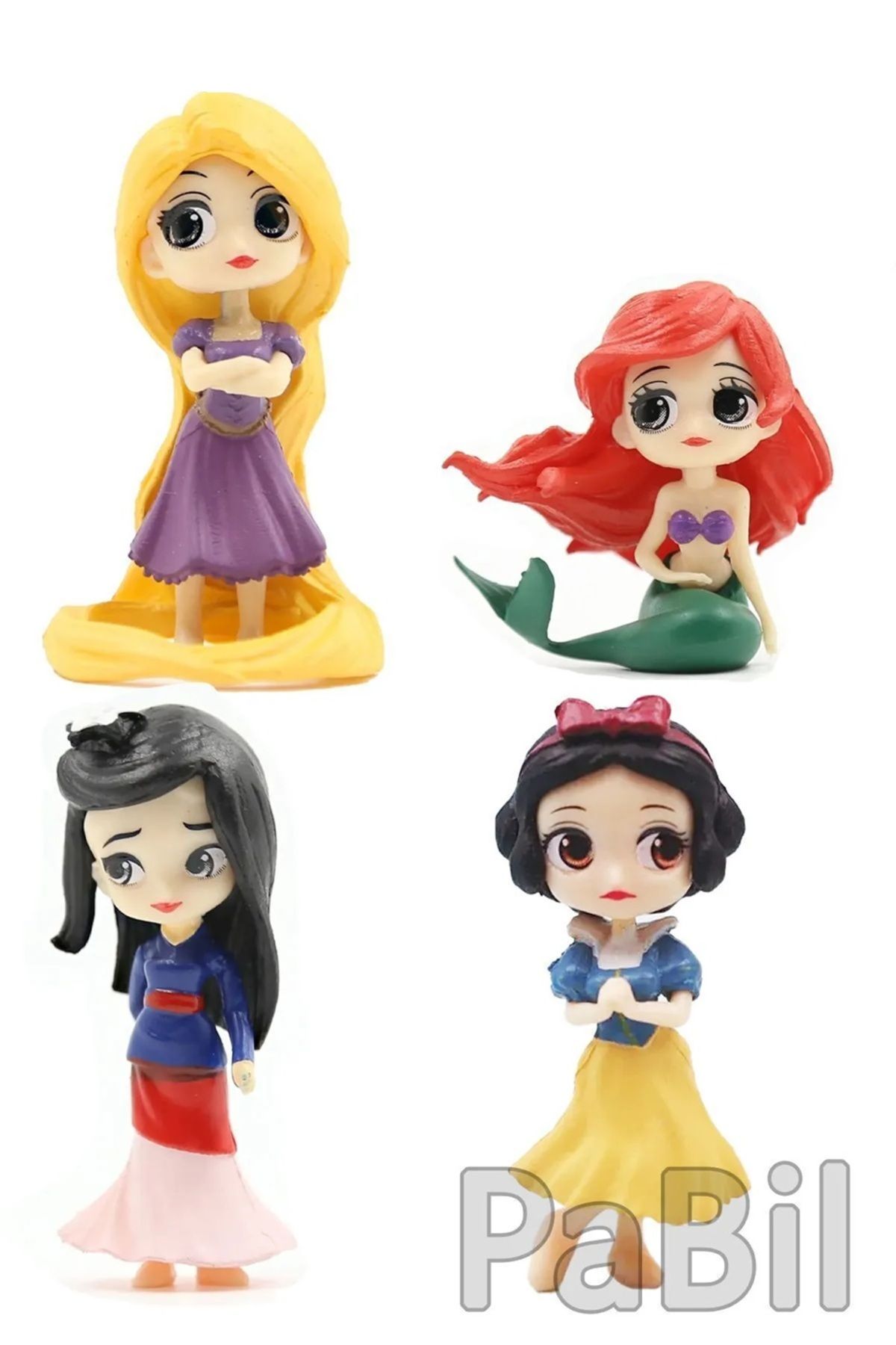PaBil Rapunzel Pamuk Mulan Küçük Deniz Kızı Prenses figür Set Hediyelik Oyuncak