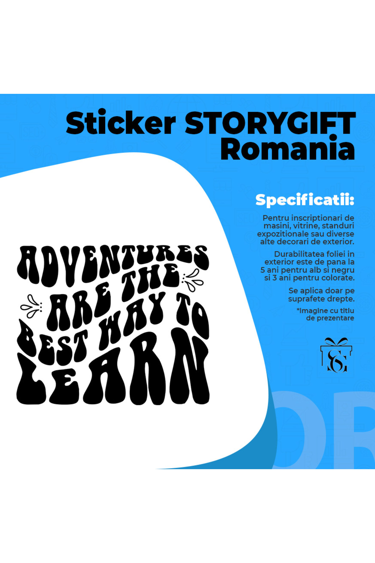 StoryGift Romania-Exterior Sticker With The Message In English "Adventures Are The Best Way To Learn" - Adventures 3