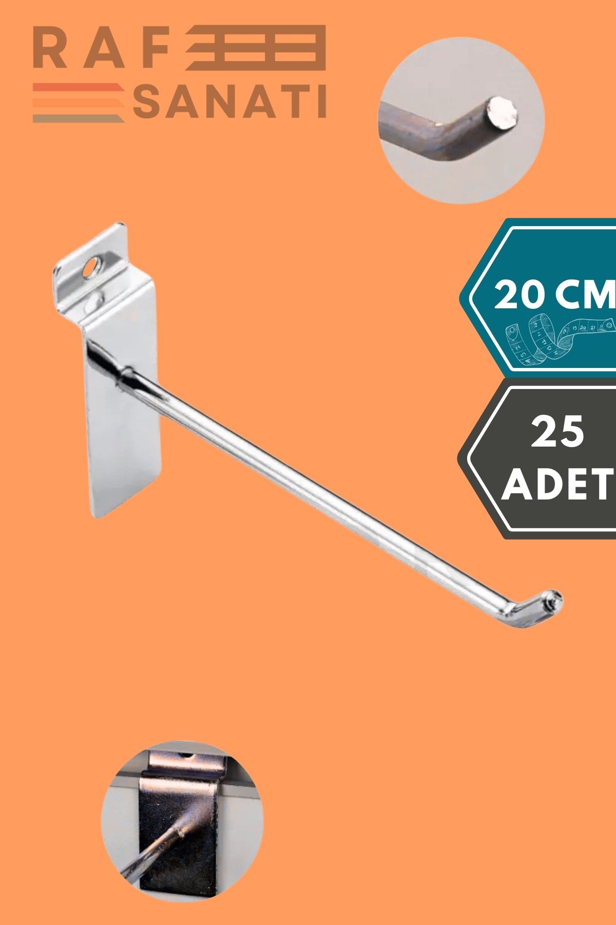 Raf Sanatı Kanallı Pano Kancası 20 cm - Askı Kanca Raf Askısı Raf Aksesuar Tel Askı Raf Kancası