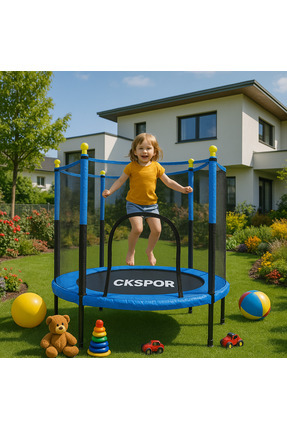 CKSpor Fileli Büyük Boy Trambolin 140 Cm Çap Korumalı Kolay Kurulum Cks448