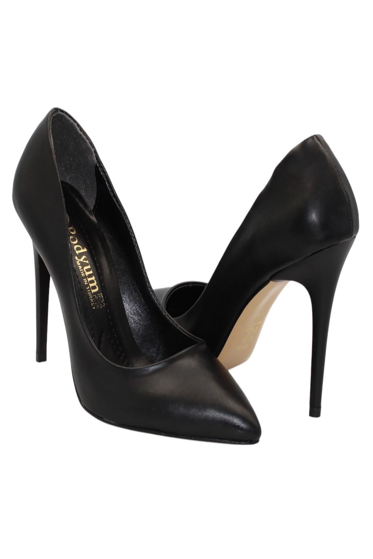 Celira Siyah Cilt Topuklu 10 Cm Kadın Stiletto Ayakkabı
