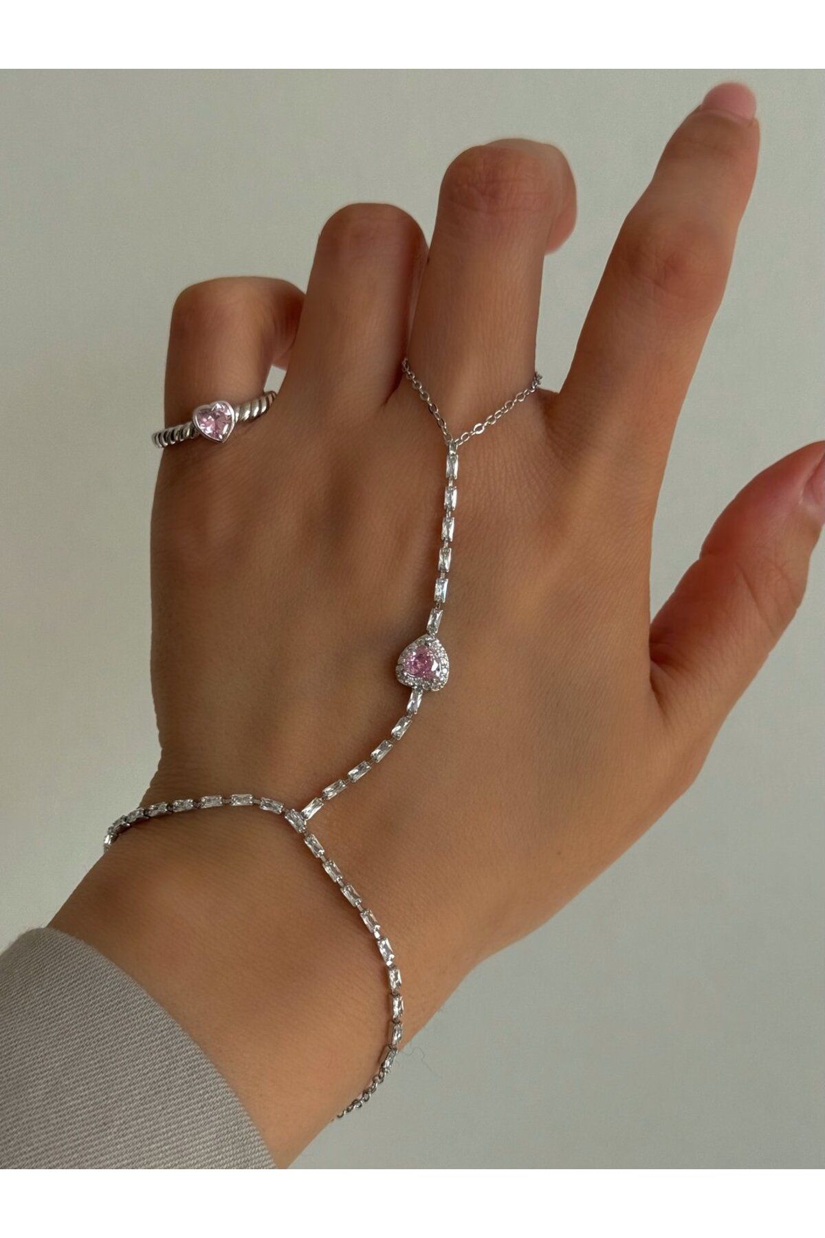 H&B Design Çelik Pembe Baget Taşlı Şahmeran
