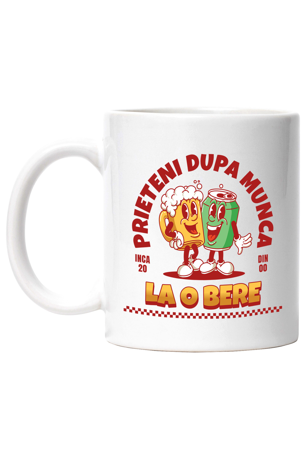 StoryGift Romania Cana Prieteni Dupa Munca Bere Si Doza De Suc Familie, 330ml, Ceramic Cu Maner Al, Cu ,stg - One Size