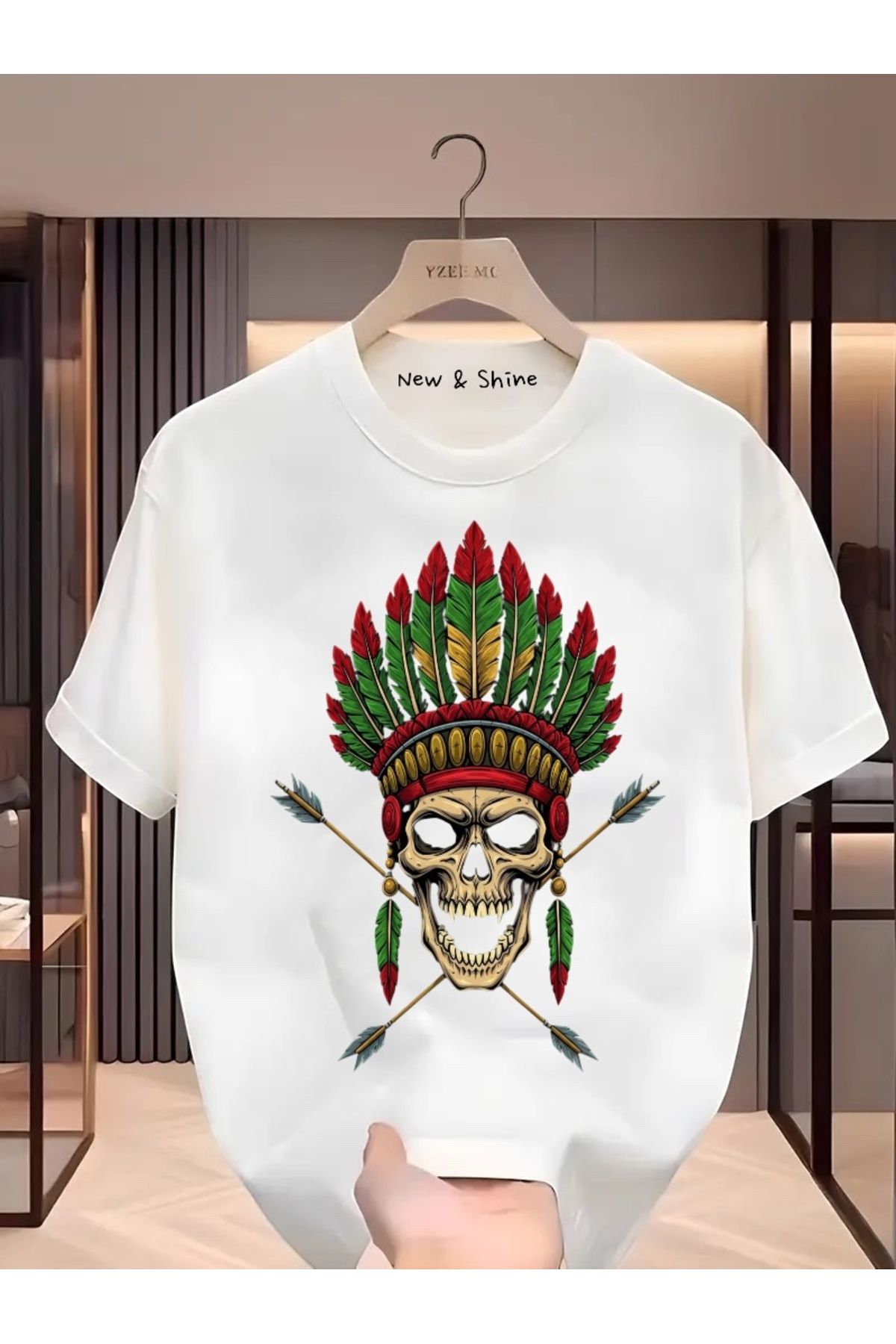New Shine Kuru Kafa Baskılı Oversize T-Shirt