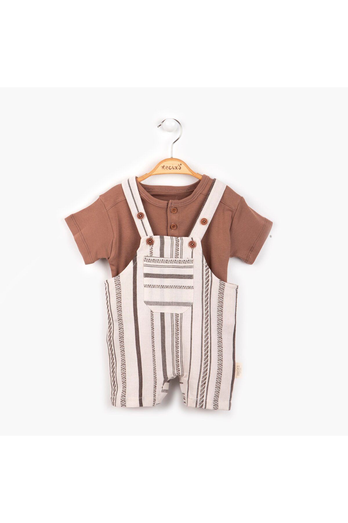 Adda Baby Erkek Bebek Yazlık Pamuklu Tshirt Keten Tulum 2'li Takım