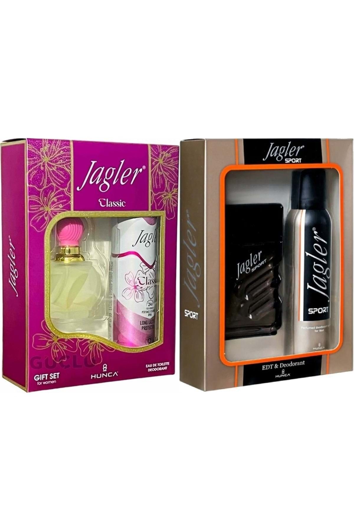 Jagler Parfüm Seti (Karma Set) Kadın 60ML Classic + Deodorant / Erkek 90ML Sport + Deodorant
