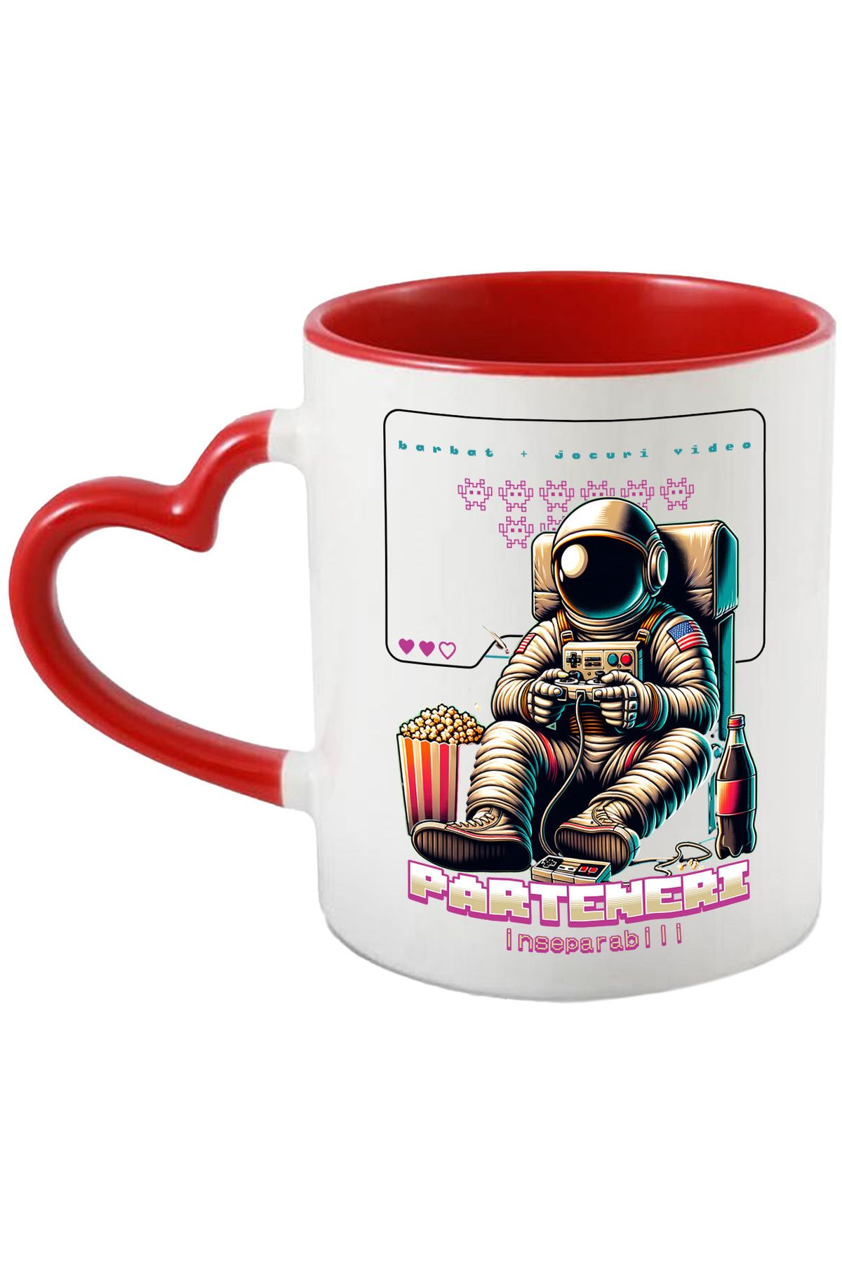 StoryGift Romania Cana Astronaut Jucand Joc Video Parteneri Inseparabil, 330ml, Ceramica Cu Maner , Cu ,stg - One Size