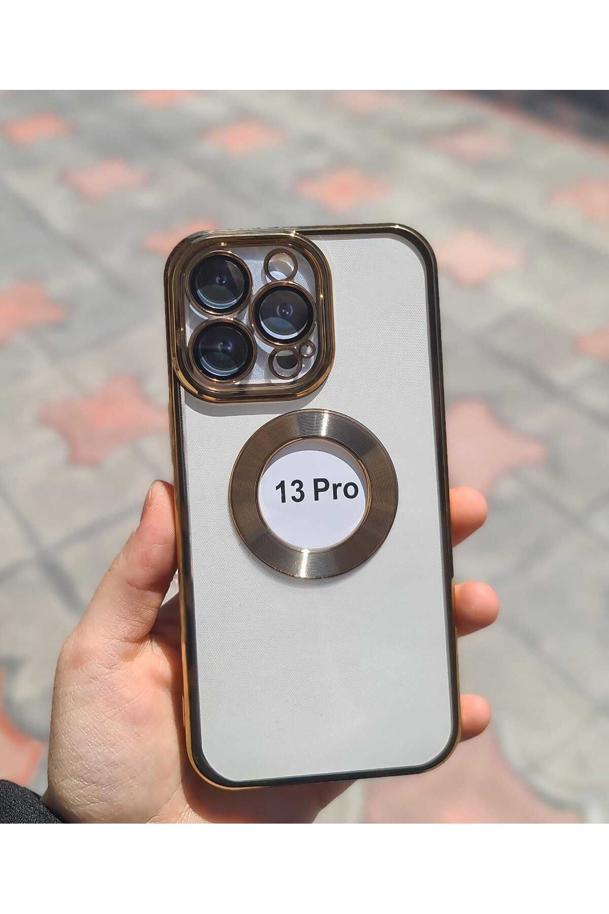 CEP-HANE Apple iPhone 13 Pro Şeffaf Kamera Korumalı Logo Detaylı Premium Yanları Parlak Telefon Kılıfı