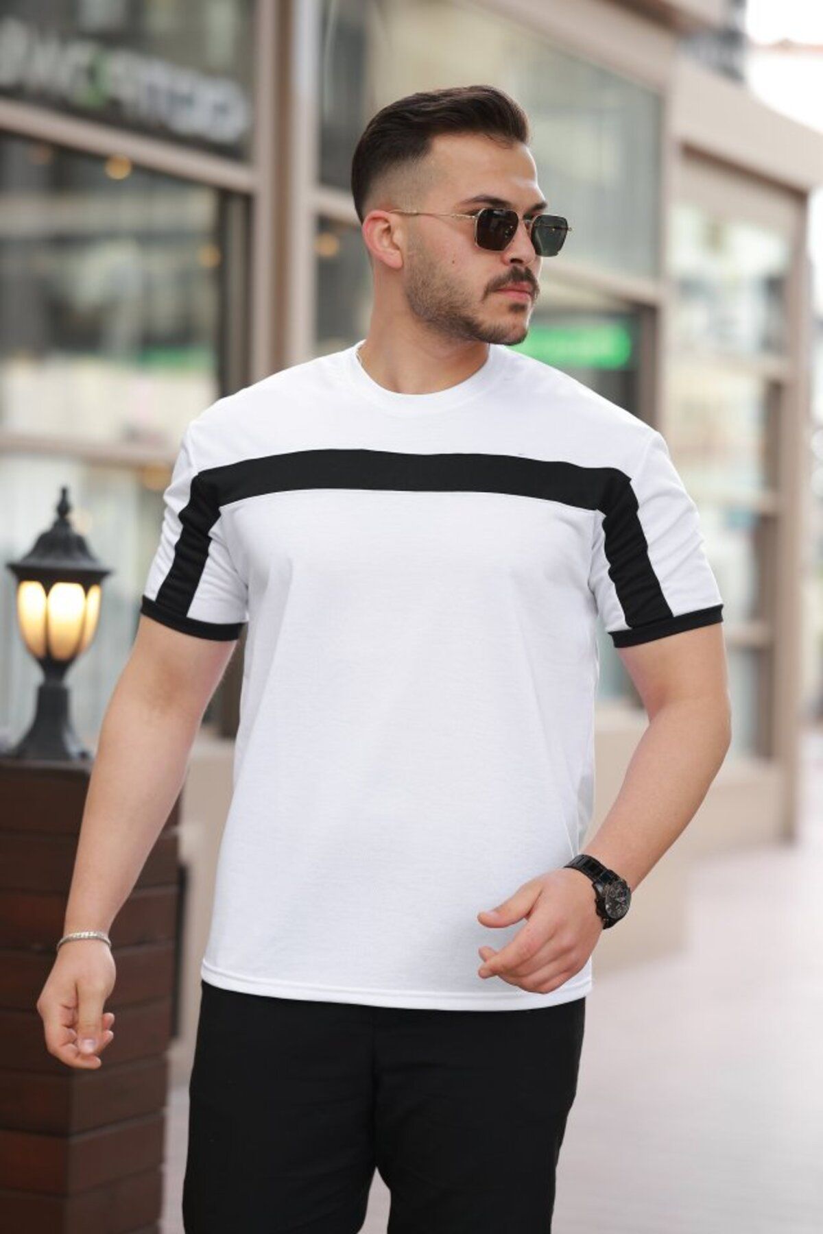 Eserden Erkek şerit Detaylı Kısa Kollu T-shirt