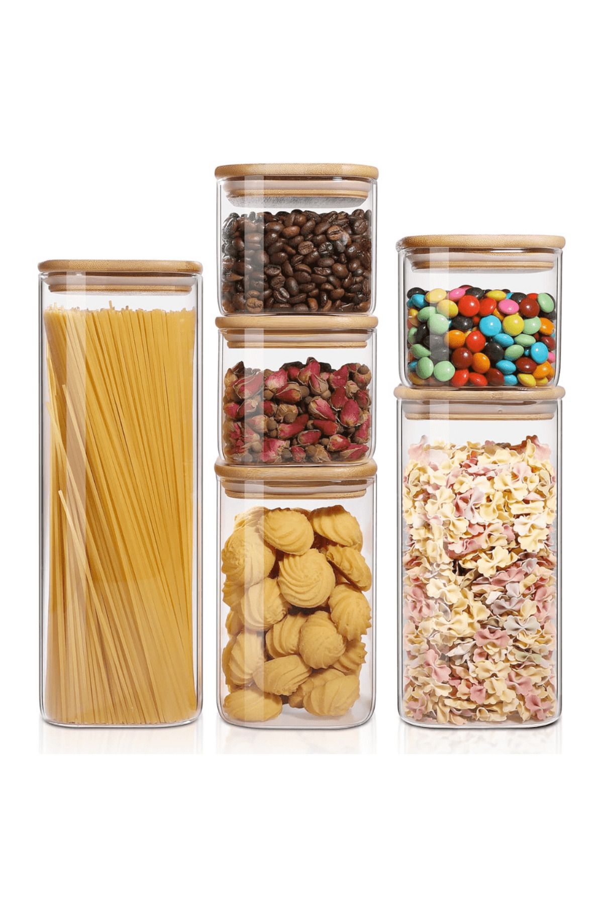 Köken Set De 6 Recipiente Din Sticlă Borosilicată Cu Capace Etanșe Din Bambus, Koken - One Size