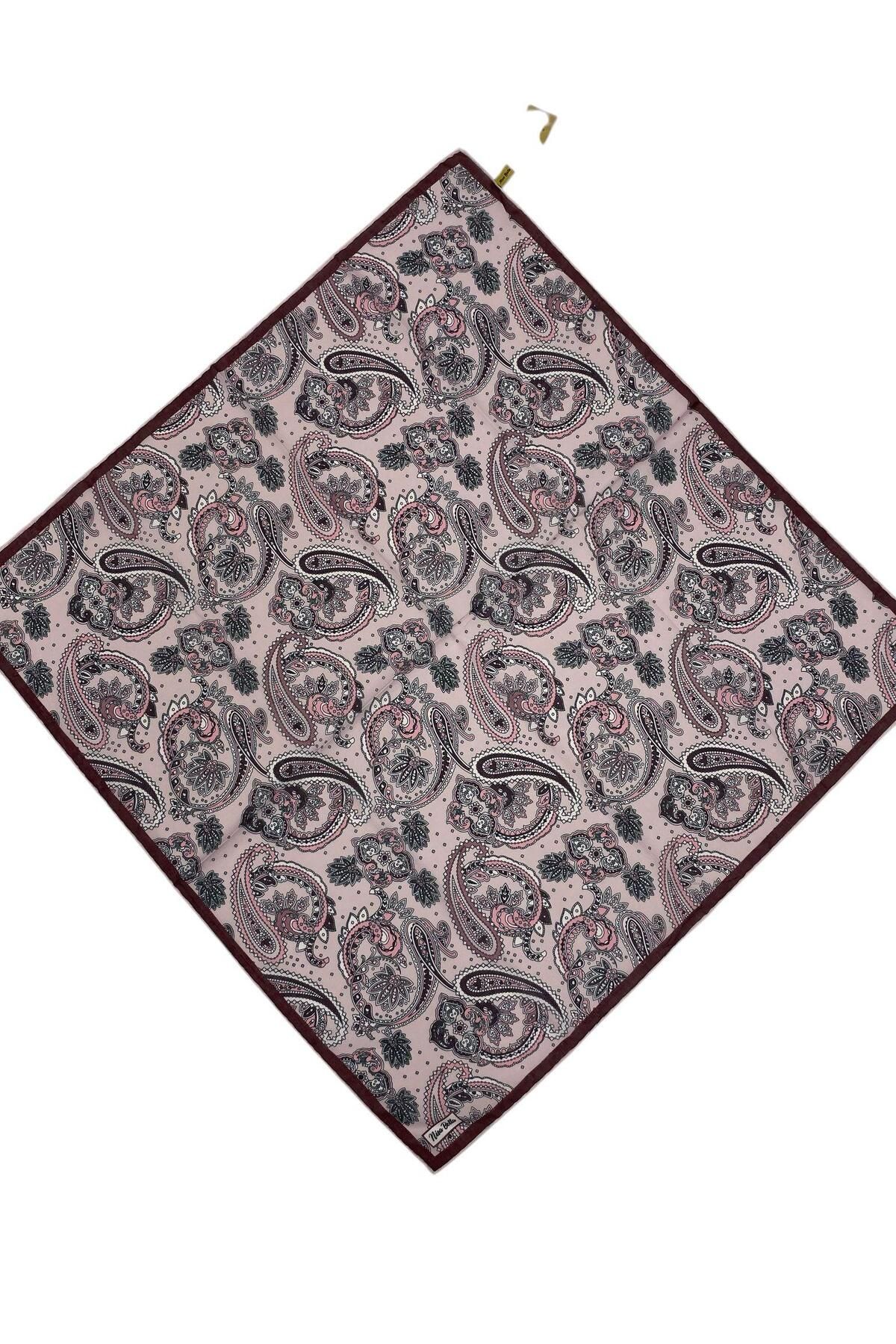 NİSA İPEK RETRO SOFT EŞARP PUDRA BORDO (SR10)