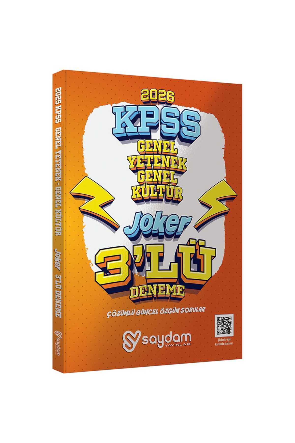 Saydam Yayınları KPSS 2026 ÖN LİSANS GENEL YETENEK-GENEL KÜLTÜR JOKER 3 DENEME GÜÇLENDİREN SORULAR